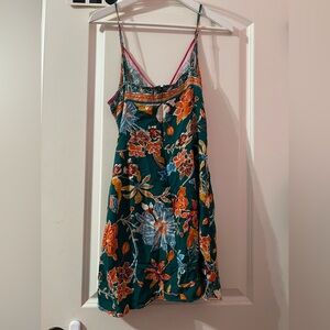 Urban Outfitters wrap Floral Dress - Green and Orange